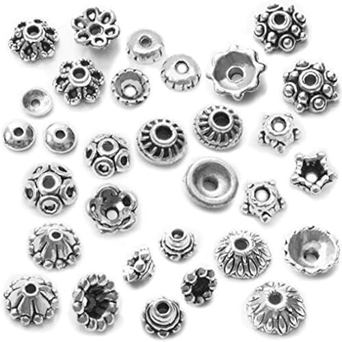 Miniatura 2 de 160-210pcs Bali Style Jewelry Making Metal Bead Caps Deluxe New Mix 3.53 oz Plata tibetana 25-35 Forma de estilo amable