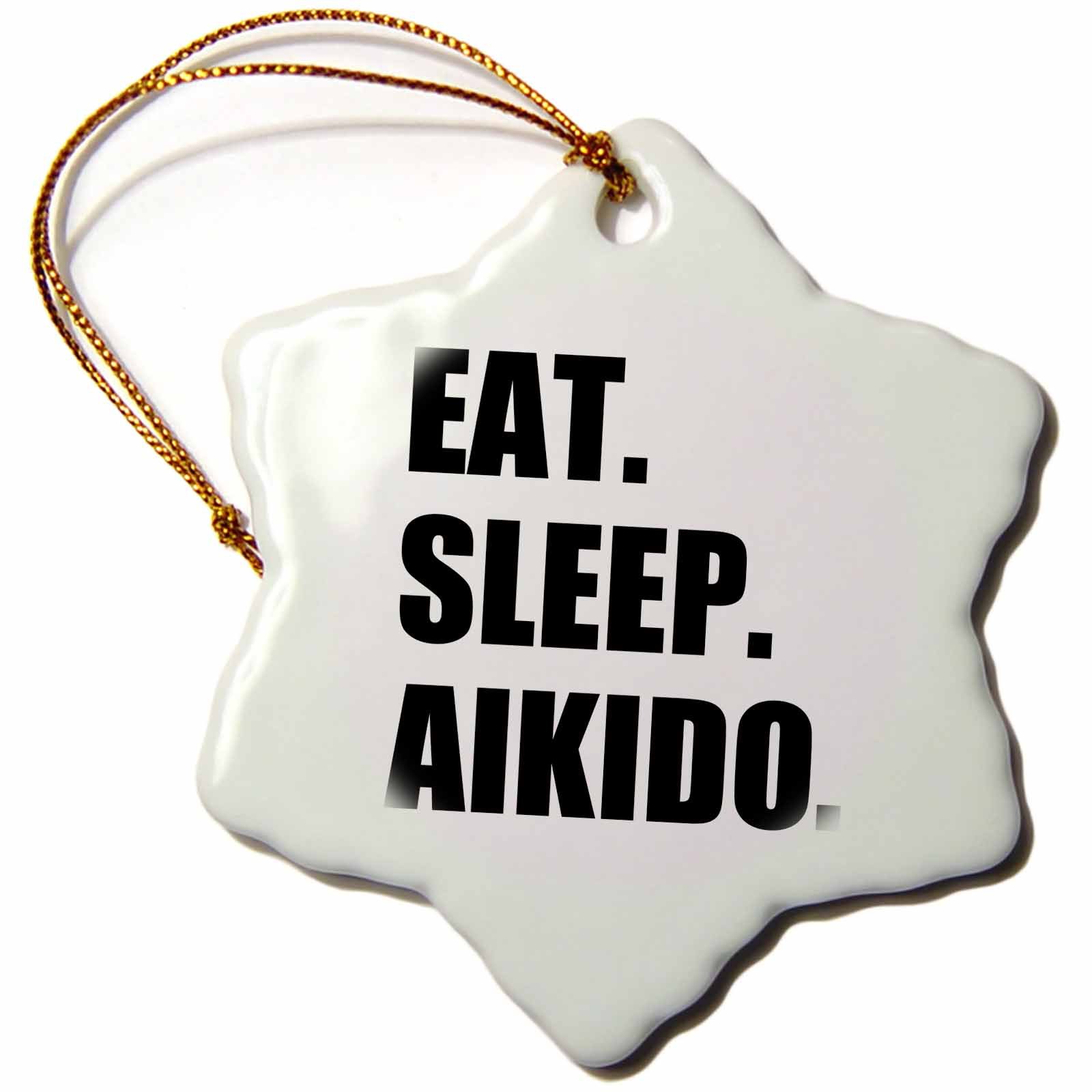 3dRose orn_180378_1 Eat Sleep Aikido-Japanese Martial Arts Love-Self Defense Sports-Snowflake Ornament, Porcelain, 3-Inch