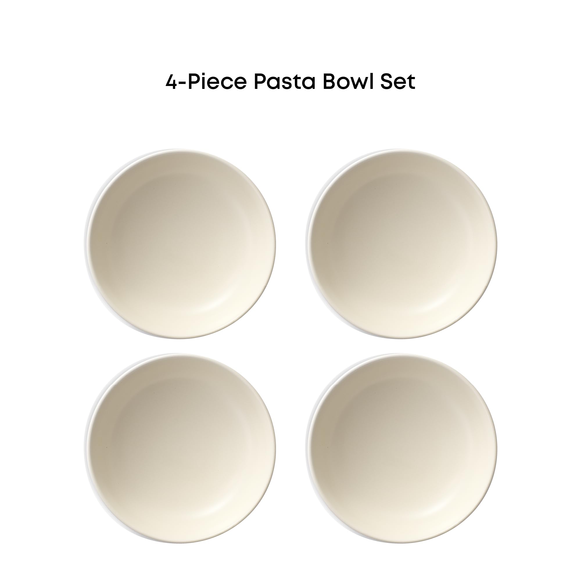 JoyJolt Mesa - Juego de 4 cuencos de cerámica para pasta de 30 onzas, cuencos de ensalada, cuencos de servir para cocina, avena, sopa, cena, blanco mate (lino), aptos para lavavajillas y microondas,