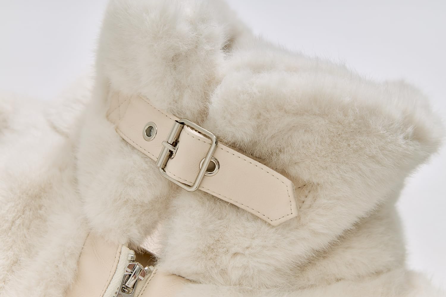 GRAN ORIENTE Womens Belted Winter Faux Fur Coats, Cropped Fuzzy Cuff Furry Zipper Up Warm Jackets Outwear - Image 8