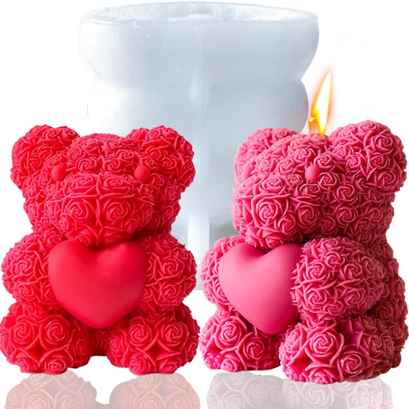 Bear-shaped candle mold,Moule silicone nounours,Moules en Silicone pour Ourson Faciles à Démouler,pour la Bougies parfumées,cadeaux de...