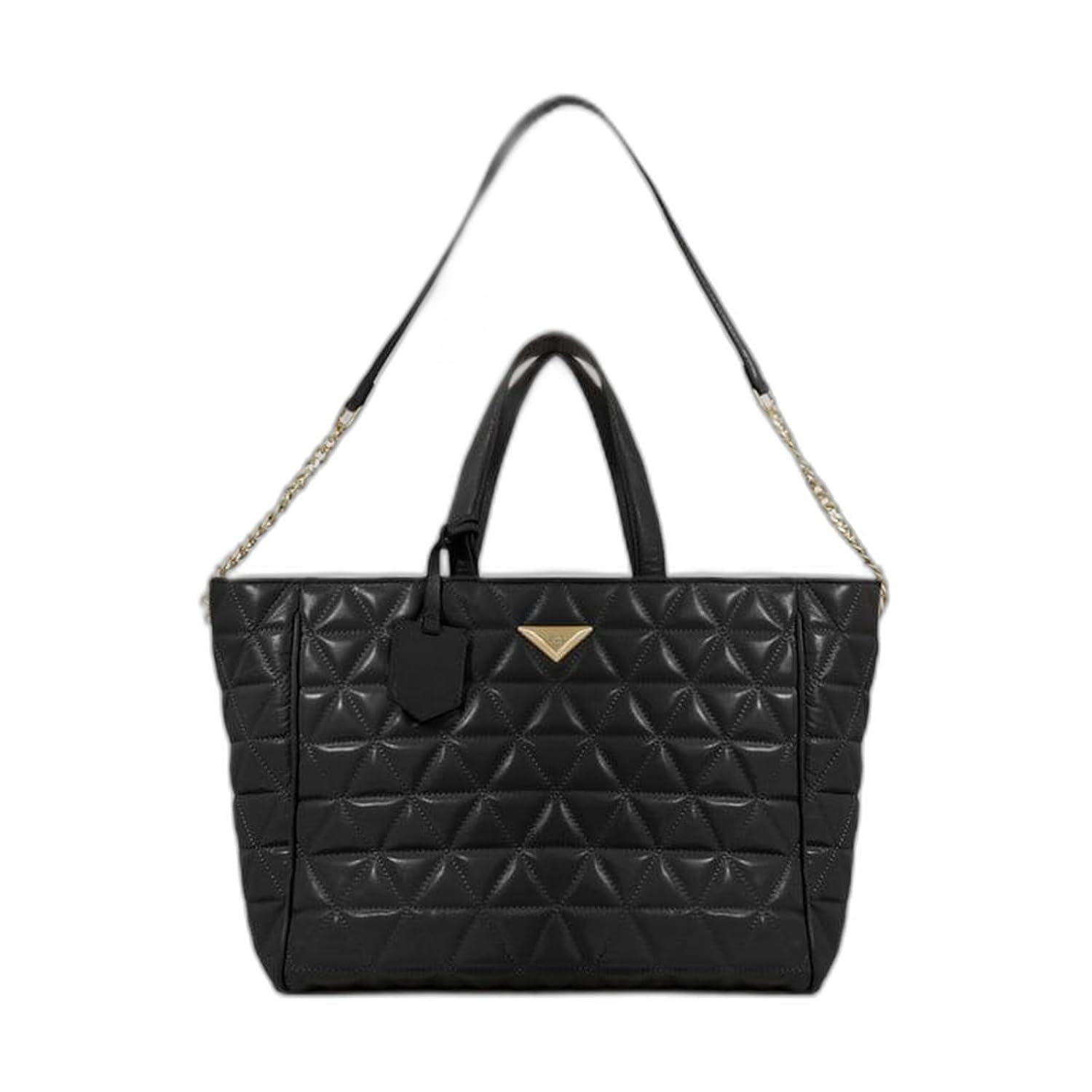 Schutz Bolsa Feminina em Couro Legítimo, 944 Grande Duas Alças Corrente – Preto