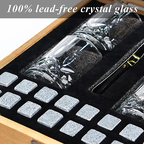 Whiskey Glasses Set of 4, with Complete Whiskey Tools, 8oz Rock Glasses Packaged in Luxury Wooden Box, Old Fashioned Glass for Birthday Christmas - Image 4