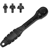 3-in-1 Ratcheting Drill Chuck Key Wrench - Universal Drill Chuck Key Set | Compatible with Electric Drills, Impact Drills & Bench Drills | Quick-Release Chuck Tool for Fast Installation & Removal