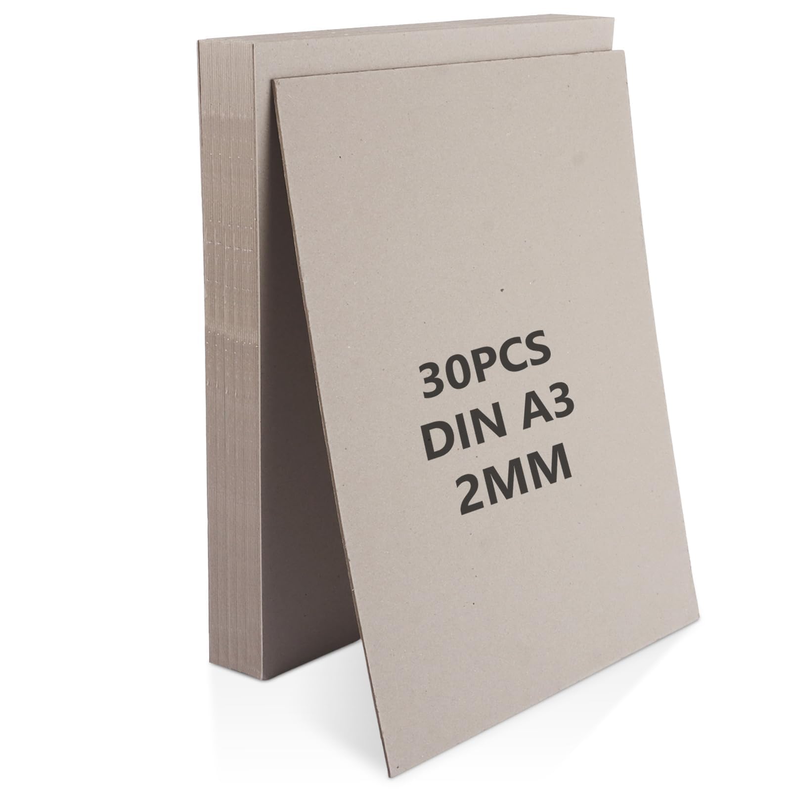 Lot de 30 Carton Gris A3 épaisseur 2mm, Plaque Carton Rigide 29.7x42cm pour Encadrement, Papier Cartonné A3 pour Reliure et Loisirs Créatifs