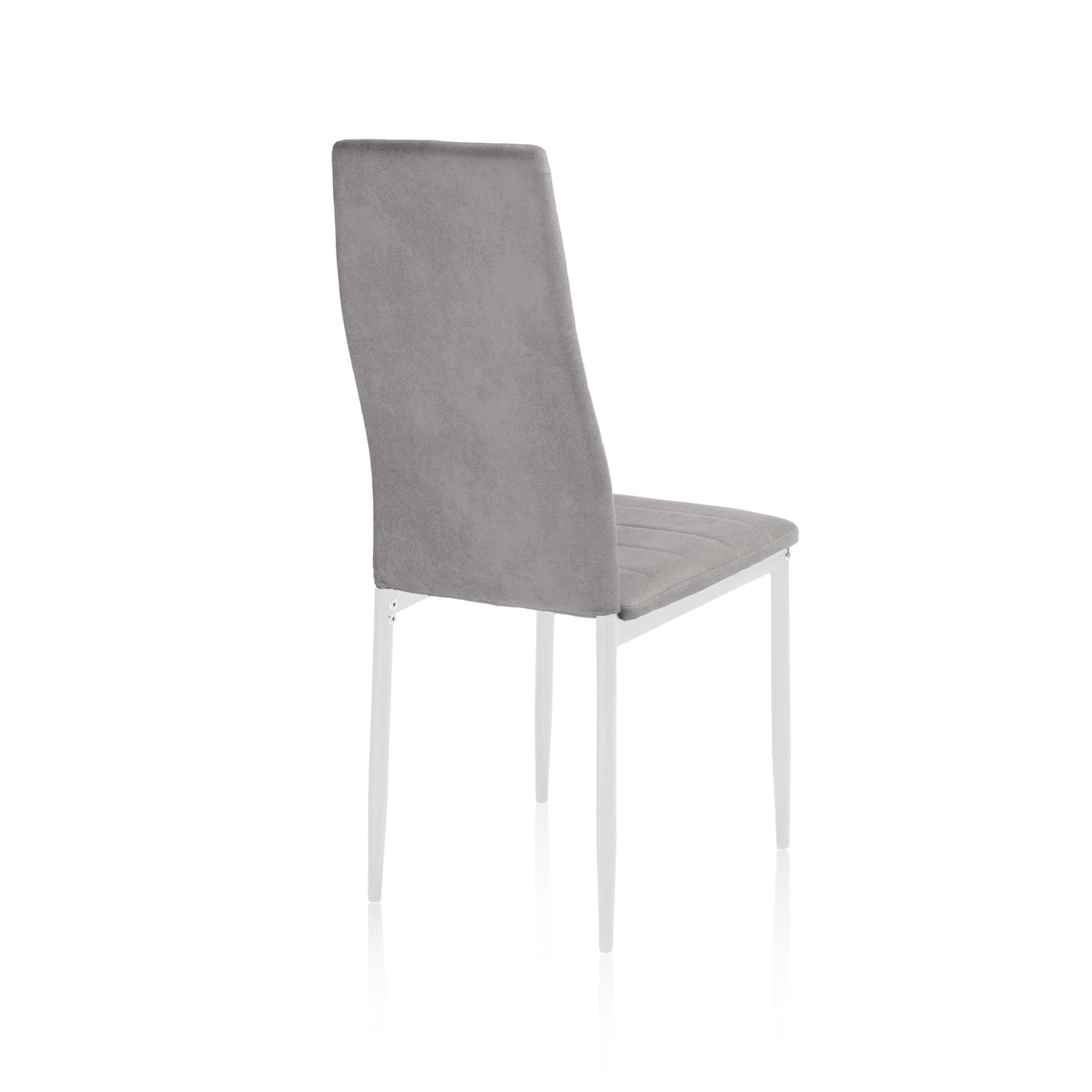 Pack 6 Sillas Tapizadas, Sillas Comedor, Sillas Salon, Tejido Gris y Patas Blancas, Modelo Yuri, Medidas: 44 cm Ancho x 42 cm Largo x 96 cm Alto