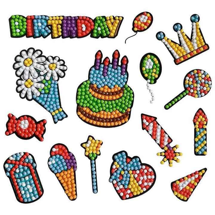 LitVibes DIY Diamond Painting 5D Stickers,Mosaic Diamond Stickers Art and Craft kit for Kids & Children - (Birthday Designs)