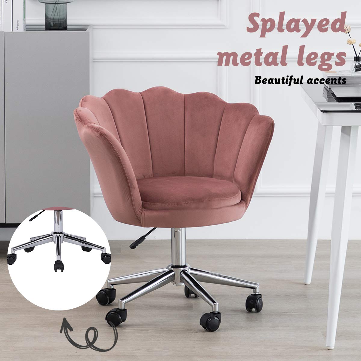 Buy Farelves Velvet Desk Chair Swivel Computer Chair for Home