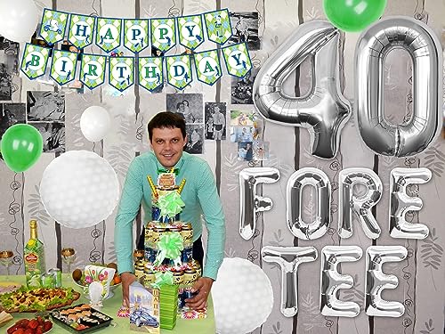Image of 40th Birthday Decorations for Men Golf Themed Happy 40th Birthday Party Decorations Golf Birthday Banner 40th Golf Sports Birthday Party Decoration