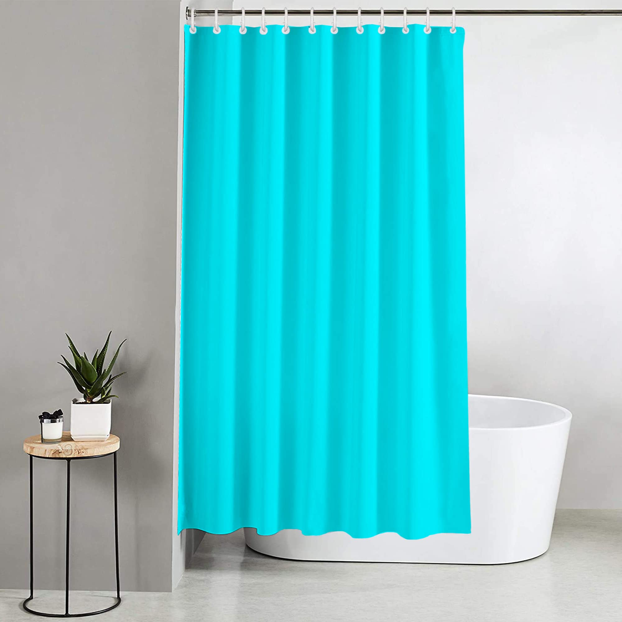 Blue Canyon Extra Long Shower Curtains | 100% Polyester Shower Curtain | Anti-Bacterial Surface Treatment | Water Repellent| Weighted Hem | 180 X 200cm | 12 Reinforced Eyelets with Hooks (Blue)