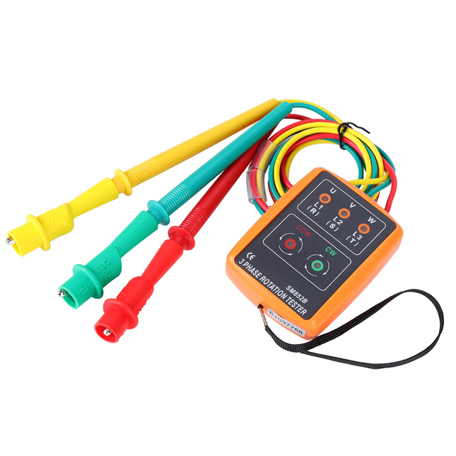 3-fazowy 60 V ~ 600 V AC Tester kolejności kolejności obrotów Szybki, dokładny kontroler fazy Nadaje się do prac przemysłowych