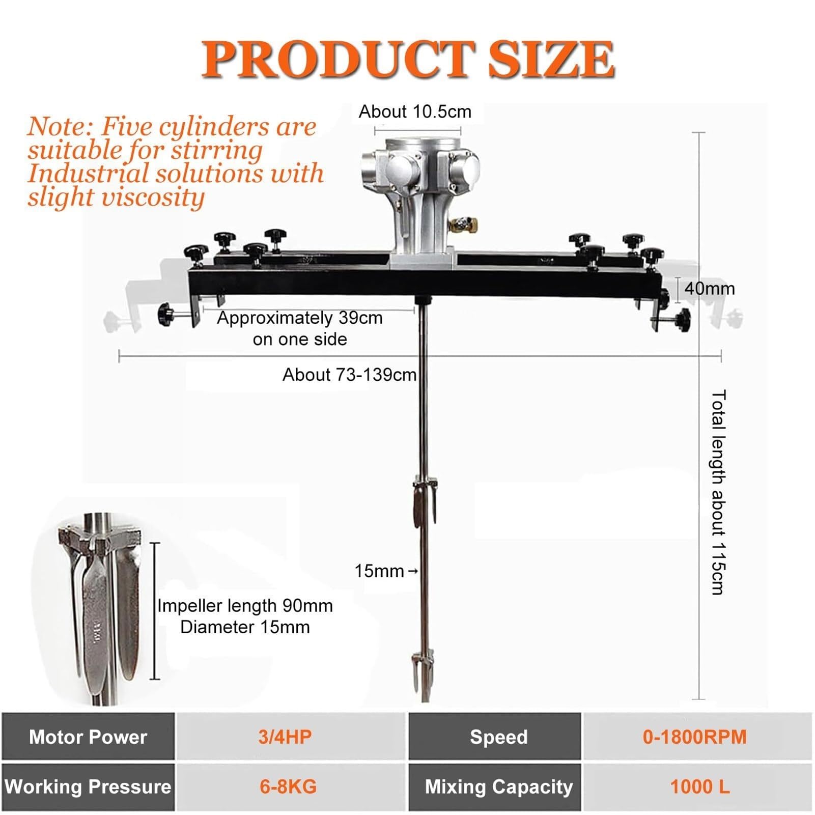 Mezclador de Pintura eléctrico portátil con Paleta para Pintura, dispersor agitador servo para Uso Industrial/Comercial, Velocidad Ajustable, Soporte retráctil de 72~120