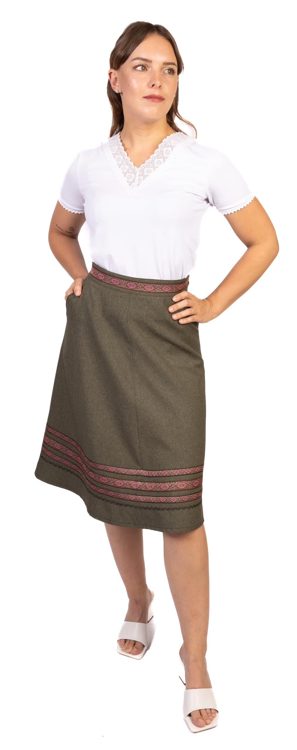 Trachtl - Anna-Marie Trachtenrock mit Eingrifftaschen Dirndl Oktoberfest Faltenrock Röcke in 6 Farben gr. 34-44