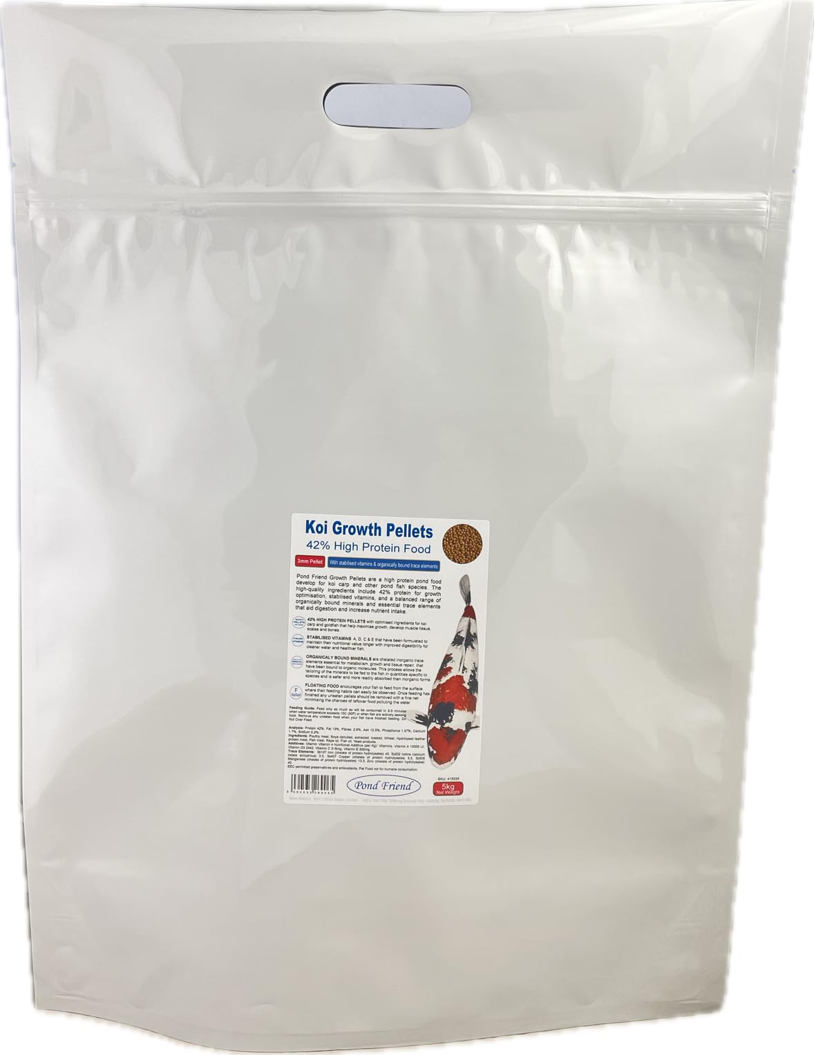 Pond Friend Koi Growth Pellets Floating Fish Food 5kg 3mm Carp & Goldfish High Protien Diet For Fast Growth