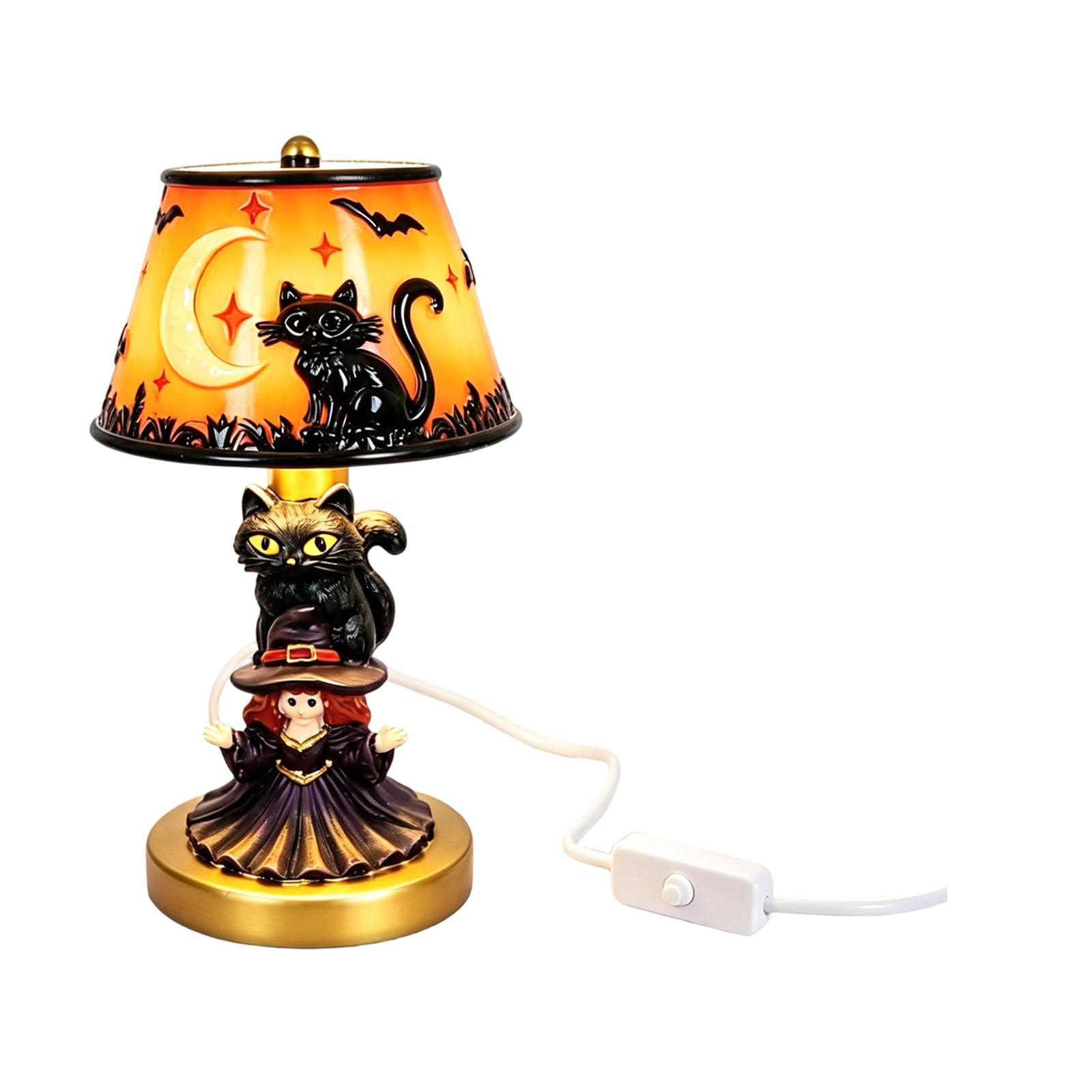 Veltros Lamp Halloween Bedside Accent Light Warm Glow Resin Table Indoor Decor for Desk Shelf Entryway Fall Party Display, 8.3 Inch Halloween Lamp Night Light Table Bedside Accent