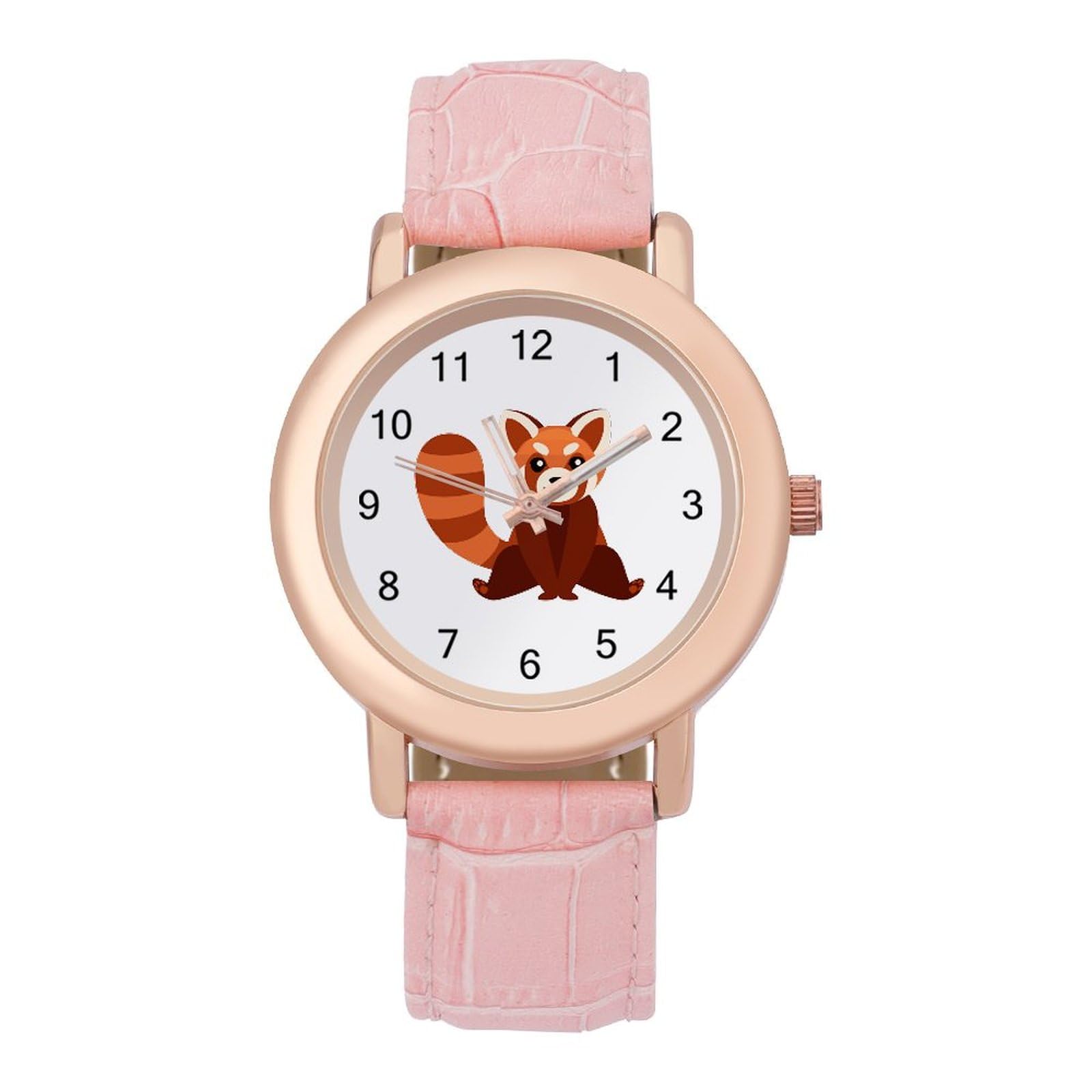 Cute Red Panda Classic Watches for Women Funny Graphic Pink Girls Watch Easy to Read