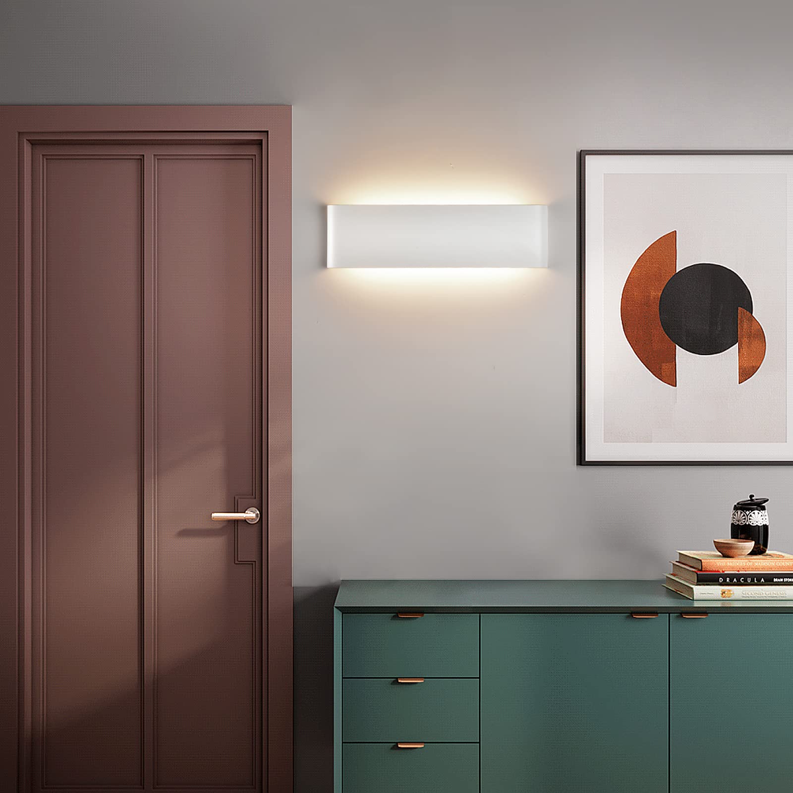YCZM 2 Pezzi Applique da Parete Interno 18W,Lampada da Parete Interno 2160LM 31CM,Applique LED da Parete Interni 3000K Bianco Caldo,Lampada a Muro Bianco Per Soggiorno,Camera da Letto,Scale,Corridoio