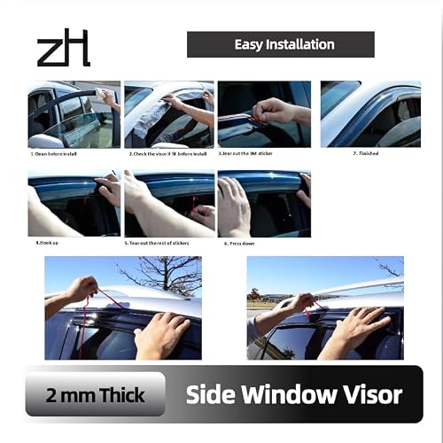 Fits for Hyundai Elantra 2011 2012 2013 2014 2015 2016 Acrylic 2 mm Thickened Safe Smoke Window Visor Set - Sun, Rain, and Vent Protection, 4-Pieces Tape-On Window Deflector Guard Kit