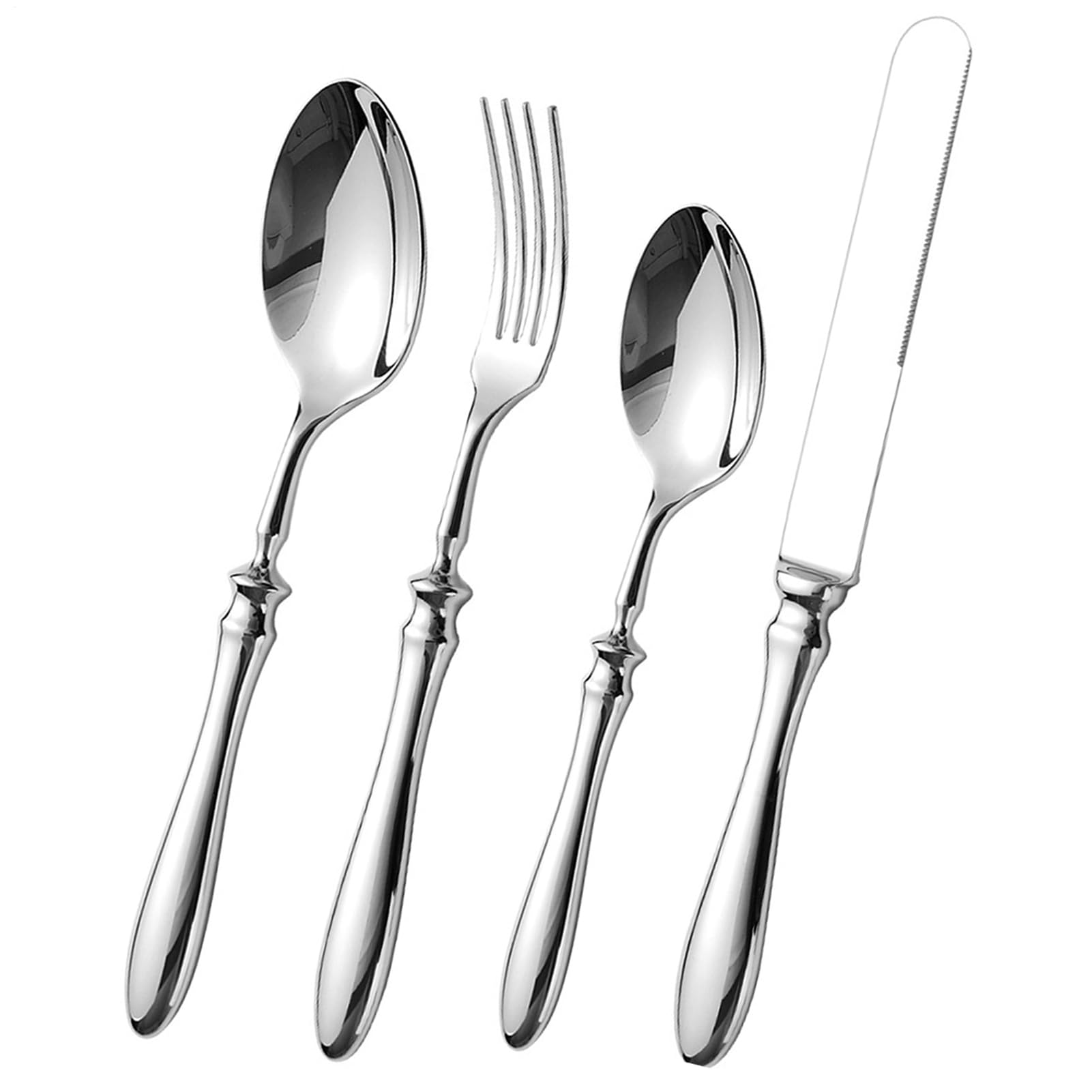 Juego Cubiertos Cubiertos Acero Inoxidable Pulido Cuchillo Bistec Tenedor | Juego De Utensilios Mesa Cuchillo de carne, tenedor, cuchara para comidas, postres, bodas y restaurantes