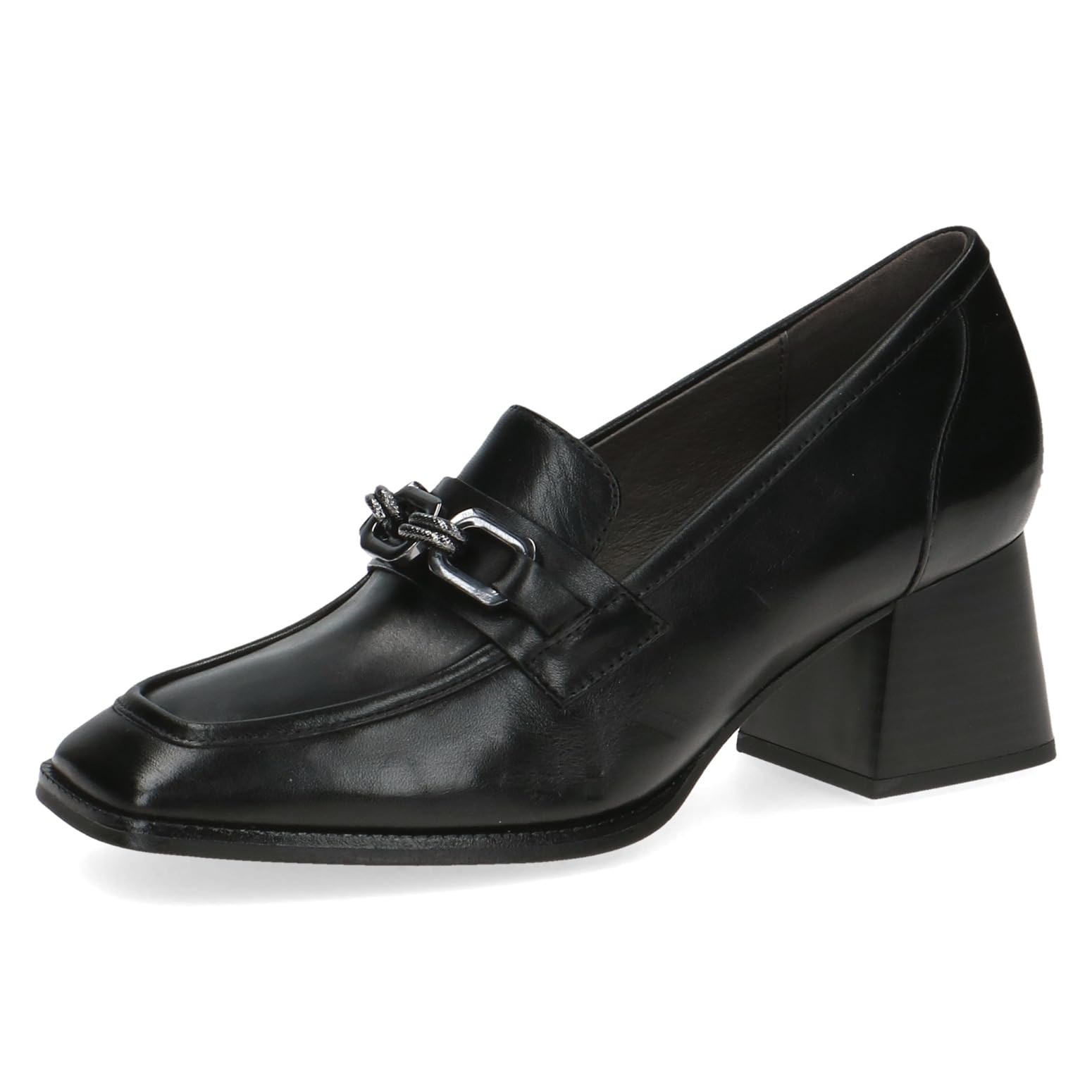 CAPRICE Women's Leather Pumps with Trapeze Heel, Black (Black Nappa), 3.5 UK