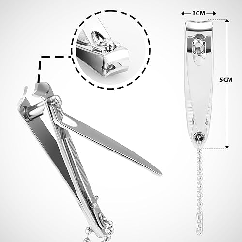 Miniatura 3 de Cortaúñas de 28 piezas de uñas de acero inoxidable grueso a granel, cortaúñas de punta de acero inoxidable, juego de cortaúñas portátil resistente