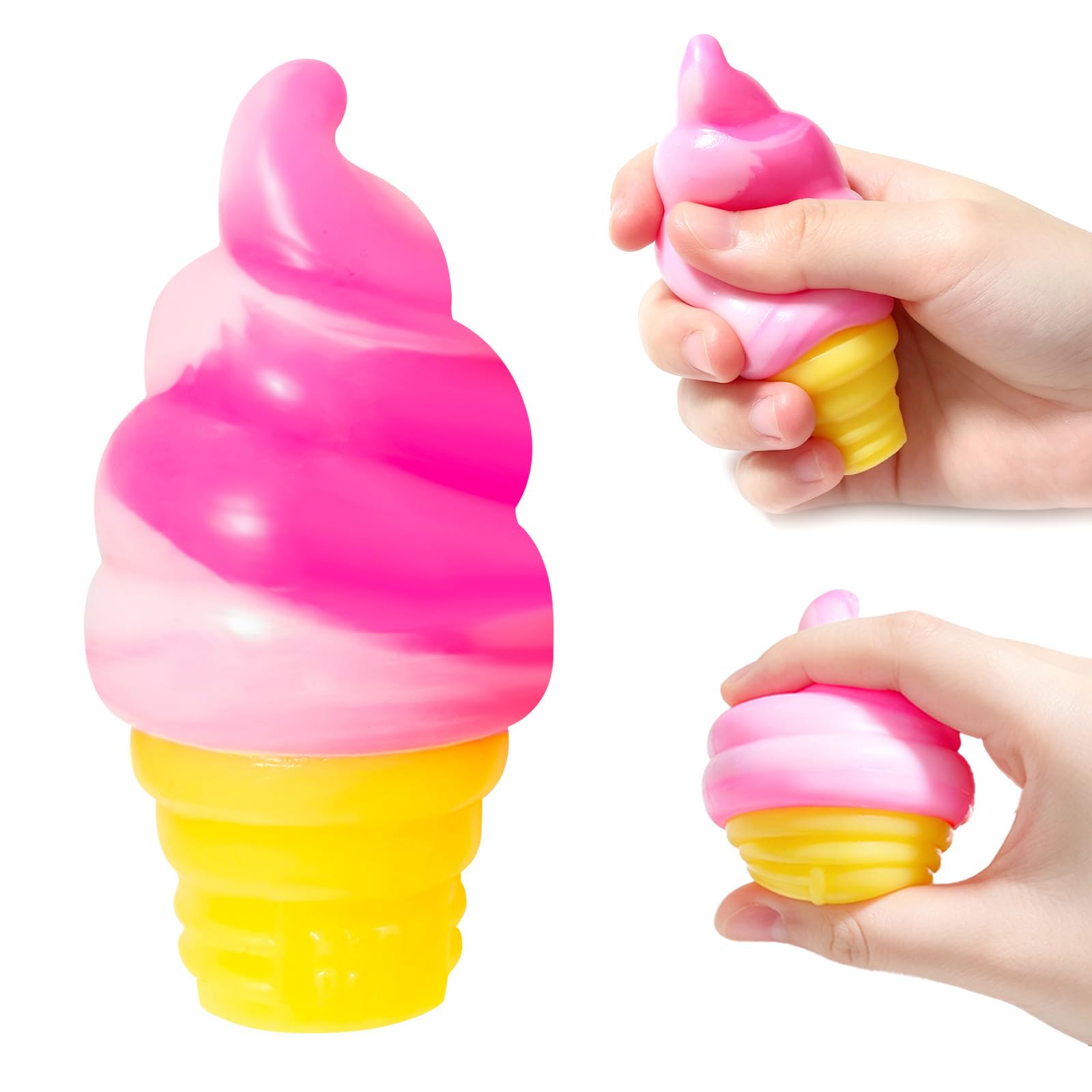 Ice Cream Squeeze Squishys: Ice Cream Cone Squishys, Summer Sensory Stress Relief, Slow Rise Sensory Fidget Toy, Birthday Gift & Summer Sensory Toy for Anxiety Relief，Suitable for any location.