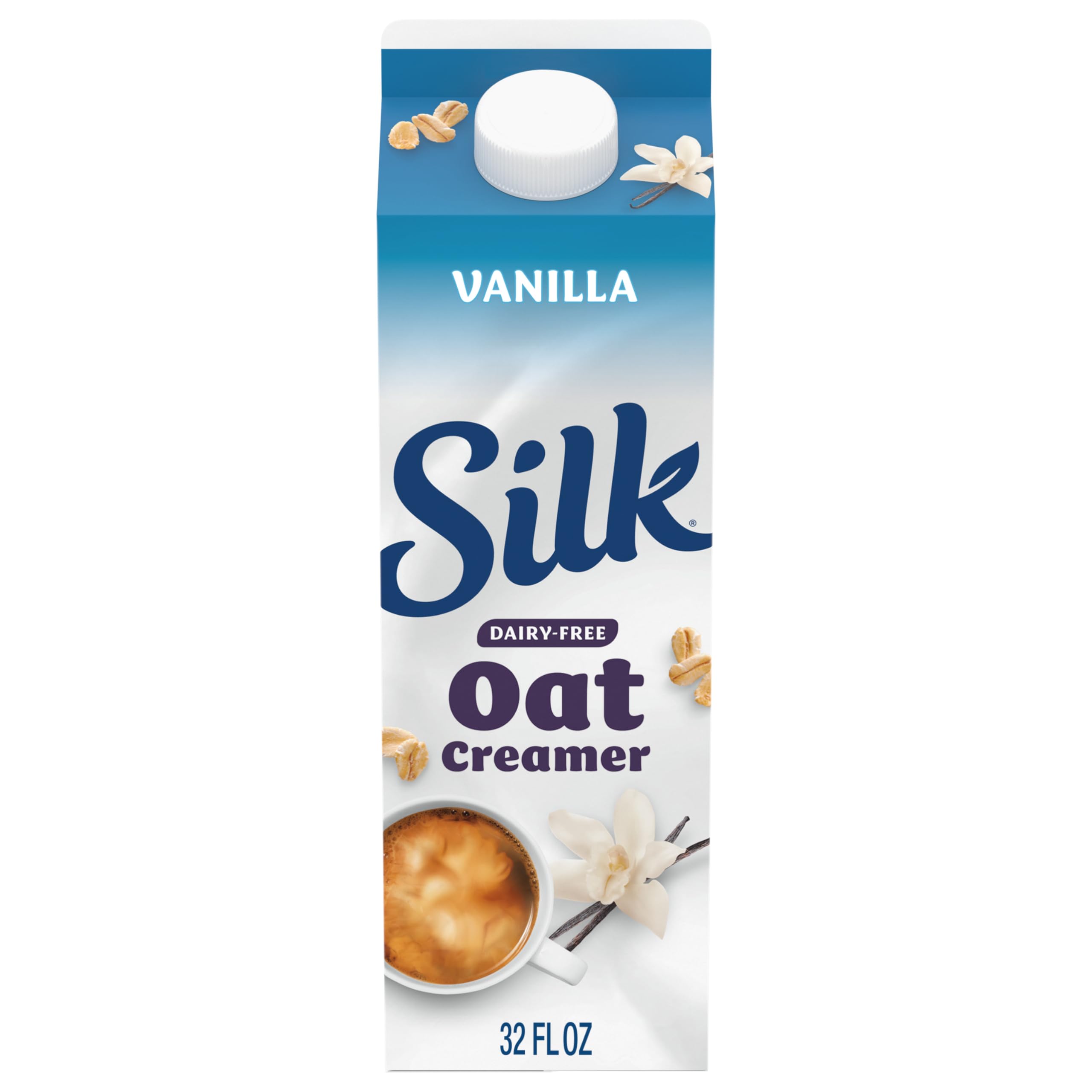 Silk Oat Creamer, Vanilla, Smooth, Lusciously Creamy Dairy Free And Gluten Free Creamer From The #1 Brand Of Plant Based Creamers, 32 FL OZ Carton