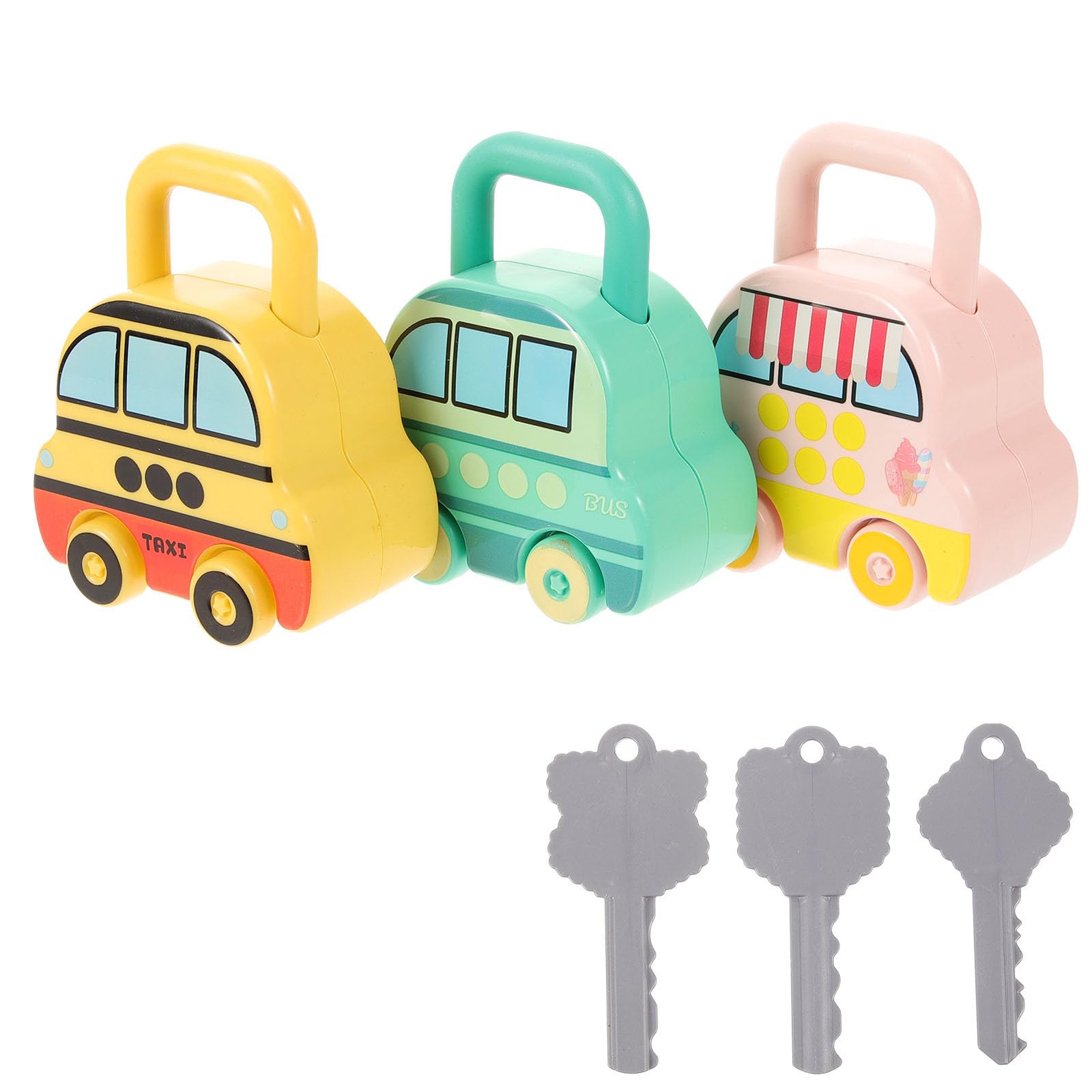BESPORTBLE Giocattolo Apertura Serratura per Bambini 3 Pezzi in Plastica, Coordinazione Mano-occhio e Interazione Genitore-figlio, per Compleanni e Capodanno