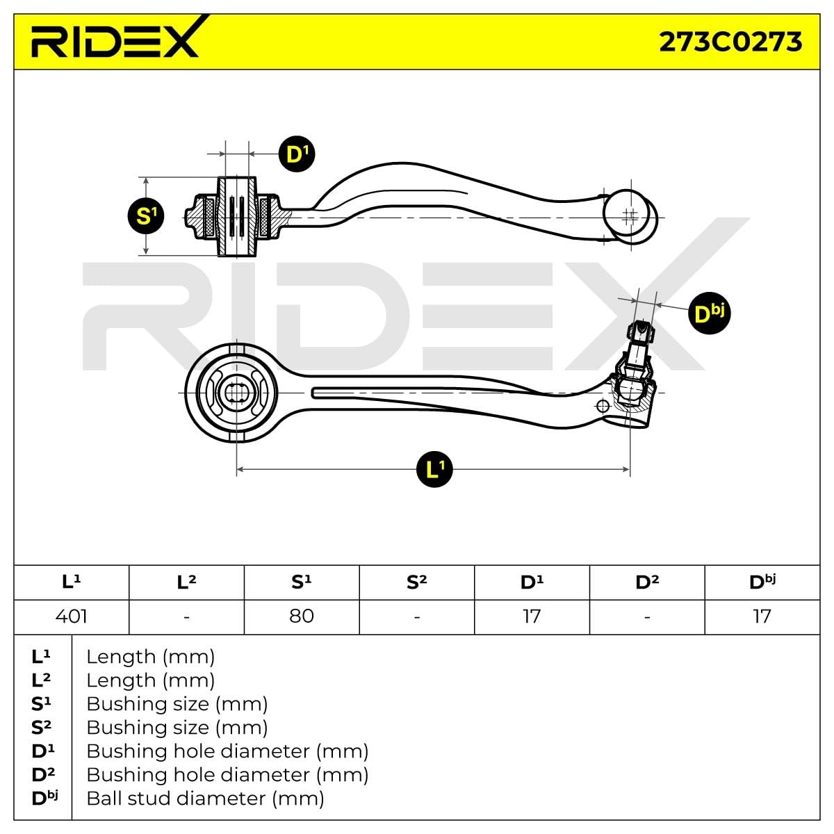 RIDEX 273C0273 Bras de suspension Avant Gauche Compatible avec MERCEDES-BENZ Classe S Berline W220