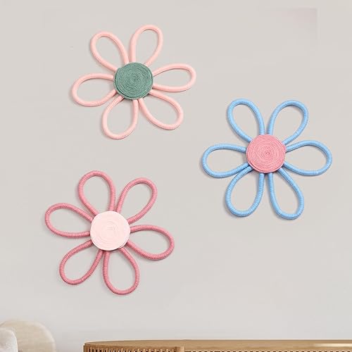 Peryiter 3 juegos de decoración bohemia para guardería para niña de 10 pulgadas, decoración de margaritas tejidas en macramé, decoración bohemia
