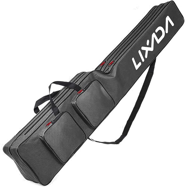 Lixada Fishing Rod Bag, Double Layer Tackle Storage Bag 130cm Large Capacity Fishing Pole Bag