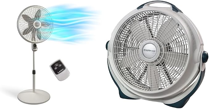 Lasko Cyclone Pedestal Fan with Remote and Wind Machine Floor Fan, 3 Speeds, Adjustable and Pivoting