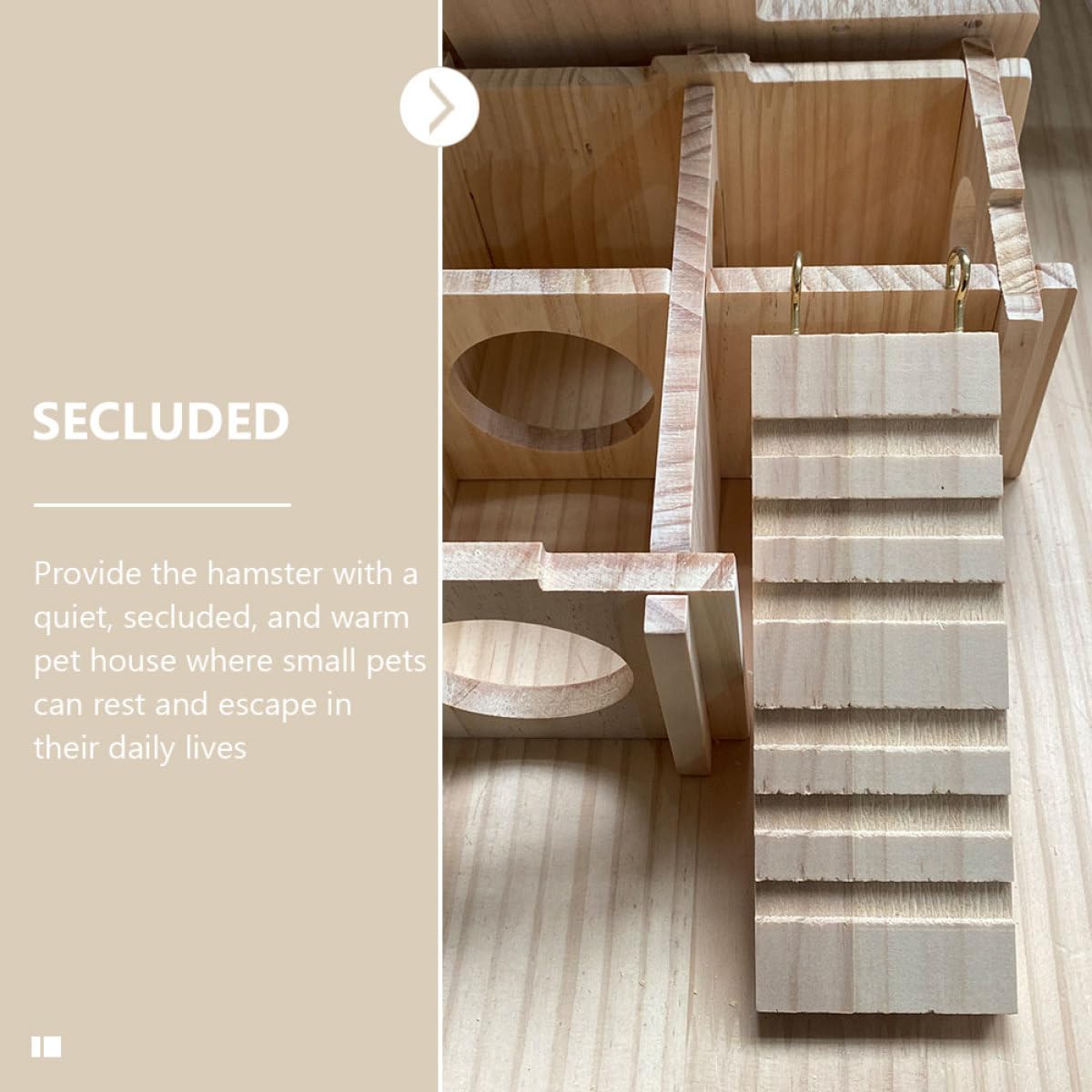 SOIMISS Cabaña de Hámster y Refugio para Roedores en Madera Natural Escalera y Cabina Modular Adecuado para Escape y Pintura DIY Apto para Roedores Pequeños como Hámsteres Jerbos y Ratones