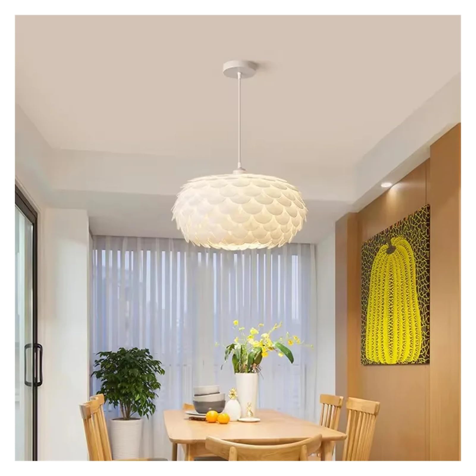 Lustre suspendu LED en fleur D450mm avec diffuseur acrylique pour salon