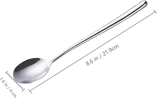 Miniatura 2 de Cucharas de sopa de acero inoxidable con mango largo, color plateado, 5 unidades