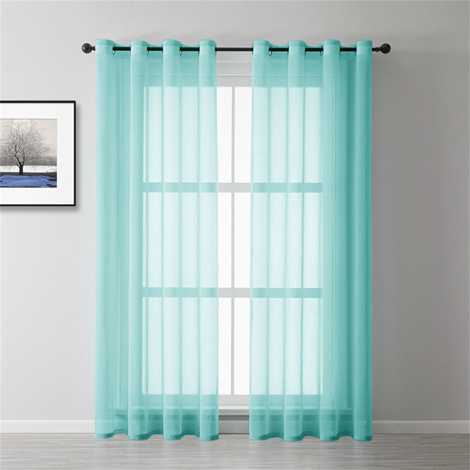 Odot Cortinas Ventanas Translucidas, Color Sólido Cortinas Salon Modernas Cortina Ventana Ojales 1 Pieza Cortinas Visillo Dormitorio para Decoracion Salón Comedor Cocina (200x250cm,Azul)