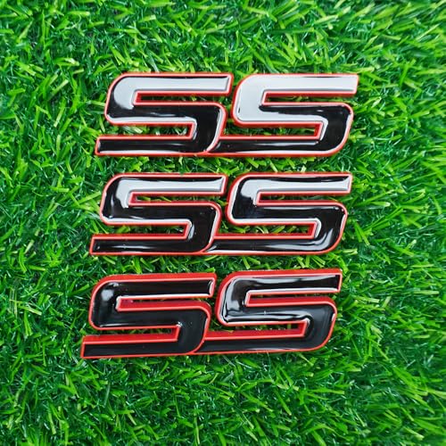 Emblema de metal 3D SS 15211285 con borde rojo para puerta y cajuela, 3 piezas