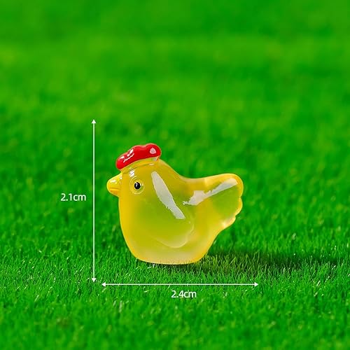 Miniatura 2 de 50 piezas luminosas de micro paisaje de pollo, mini resina, pollo en miniatura, para bricolaje, jardín de hadas, paisaje de musgo en miniatura, 50
