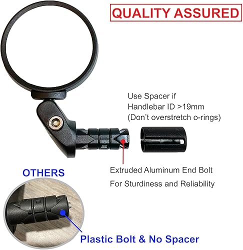 Miniatura 4 de Hafny Espejos retrovisores para barra de bicicleta, lentes de espejo, acero inoxidable 62 Dia 1PCS,Negro 62 de diámetro con llave Allen,Negro 2