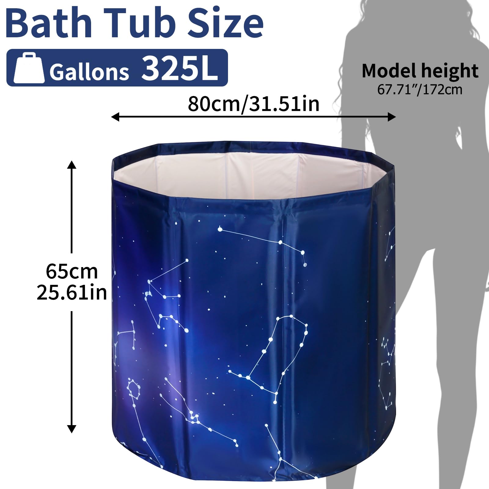 YYW Baignoire pliable pour adultes, grande baignoire plongeante pliable pour récupération, convient pour la maison, l'extérieur, les gymnases (Planet Purple 80 - Ensemble isolant)