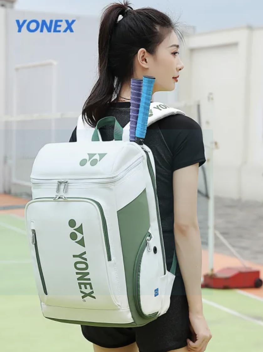 YONEX Sac à dos de sport de grande capacité, sac à raquettes multi-compartiments pour badminton et tennis, compartiment séparé pour chaussures.