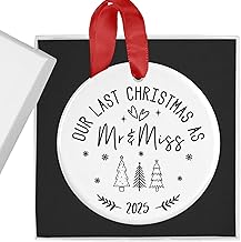Our Last as Mr and Miss Engaged Bauble, Last Xmas Engaged Ornament, Fiancé Gift, Couples Gift Christmas Ornament, Engagement Gift