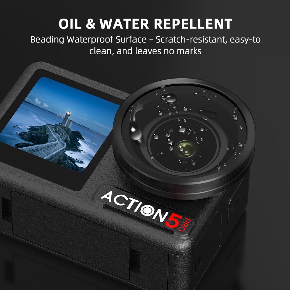 Lente gran angular para DJI Osmo Action 5 Pro, visión ultra amplia de 180°, revestimiento de doble capa, resistente a los arañazos, ligero y compacto con montaje roscado