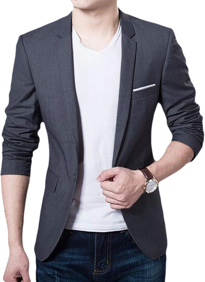 Amazon Zzwai メンズ ジャケット スーツ 生地 カジュアル コート ビジネス ジャケット テーラードジャケット サマージャケットジャケット メンズ スーツ テーラードジャケット ビジネス カジュアル 綿 大きいサイズ Xl 日本lサイズ 03 グレー ボタン一つ コート