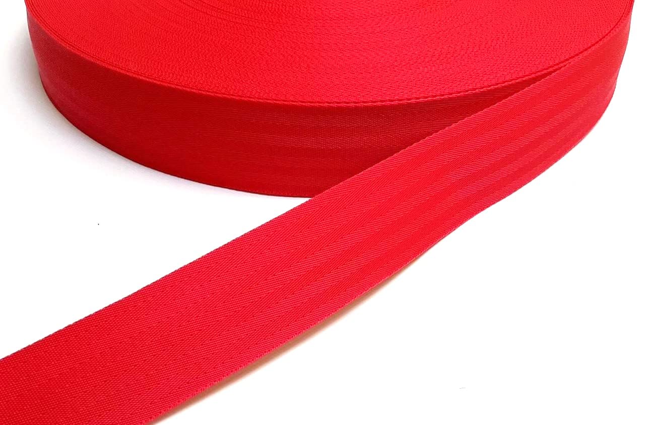 50mm Herringbone Webbing Heavy Duty Strap For Backpacks Belts Handles Bags Straps Dog Leads (10 Metres, Red)
