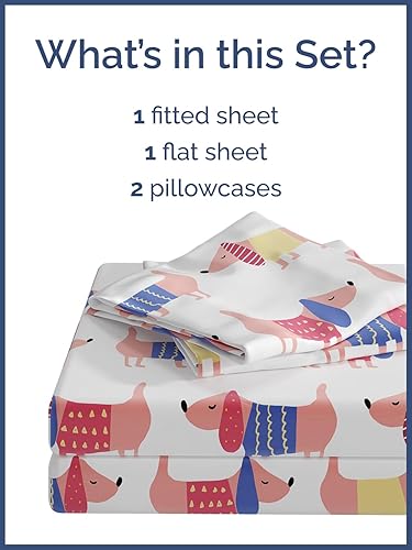 Miniatura 2 de CGK Juego de sábanas matrimonial, 4 piezas, para niños, niñas, adolescentes, de perros, esquinas de bolsillos profundos de fácil ajuste,