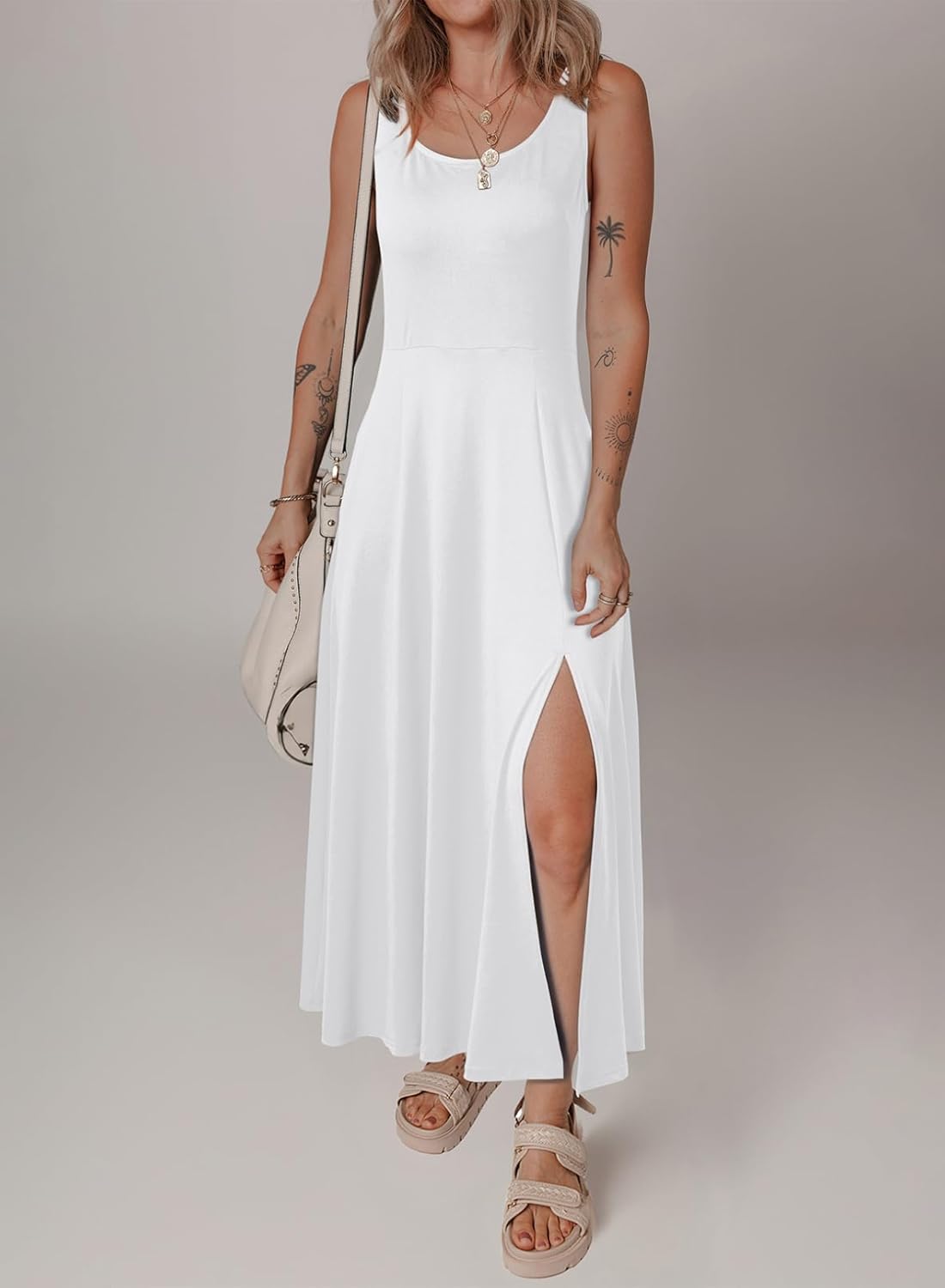 Acelitt Summer Dresses for Women 2025 Casual Crew Neck Sleeveless Sundresses Beach Vacation Clothes with Pockets - Image 2