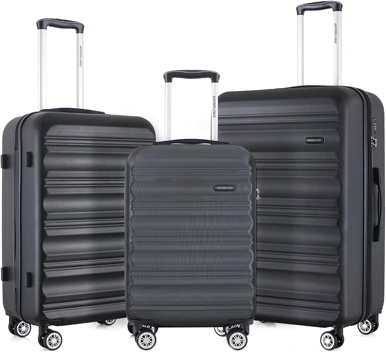 Luggage Set with Spinner Wheels and TSA Lock, 3 Pieces Expandable Hardside Suitcase for Travel, Hardshell Luggage Sets, 20", 24", 28", Black