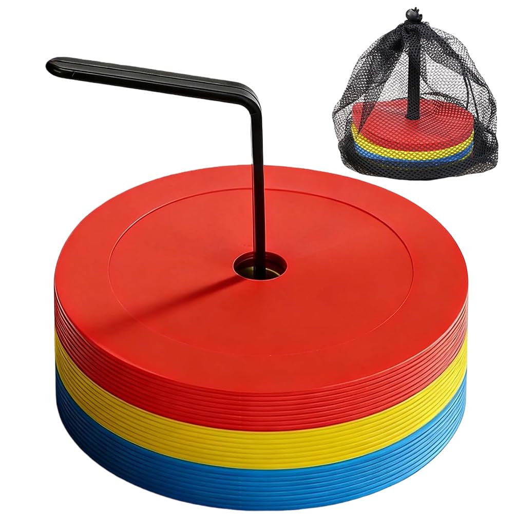 FARYODI Lot de 24 disques de marquage 15 cm avec support organisateur multicolores pour football entraînement