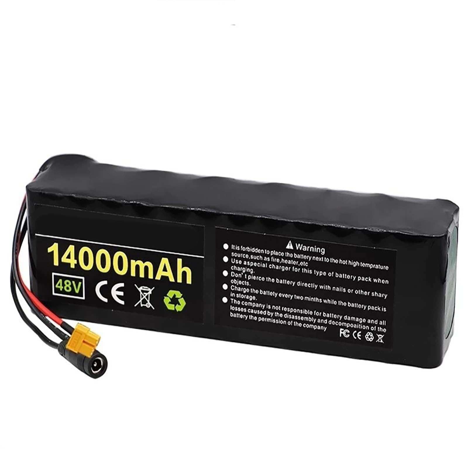 Batería de litio para bicicleta eléctrica de 48 V y 14 Ah, con BMS integrado, incluye cargador de 54,6 V y 2 A, para motor de 500 W, para bicicleta eléctrica y scooter 48V 14Ah,XT60+DC